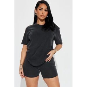 Fashion Nova Weekend Vibes Short Set Women XL Black New With Tags